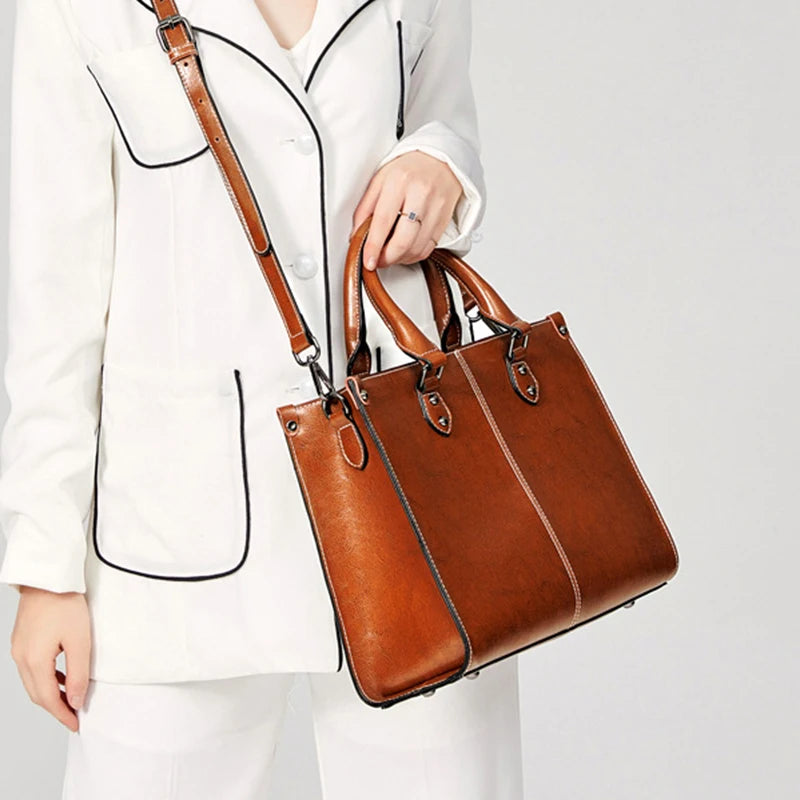 👜✨ Genuine Leather Tote – Women's Fashion Handbag | Crossbody, Shoulder &amp; Top Handle Bag for Office, Shopping &amp; Everyday Style 💼👠