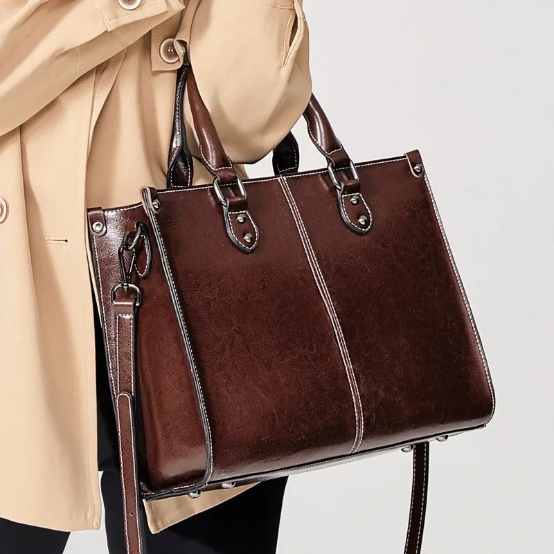 👜✨ Genuine Leather Tote – Women's Fashion Handbag | Crossbody, Shoulder &amp; Top Handle Bag for Office, Shopping &amp; Everyday Style 💼👠